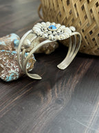 Handmade Sterling Silver Golden Hills Turquoise Cuff Bracelet with Signed Nizhoni