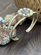 Handmade Sterling Silver Golden Hills Turquoise Cuff Bracelet with Signed Nizhoni