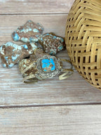 Handmade Sterling Silver Golden Hills Turquoise Cuff Bracelet with Signed Nizhoni