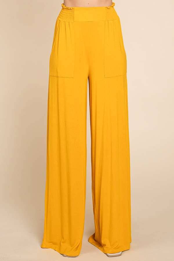 SMOCKING WAIST WIDE POCKET PANTS
