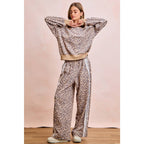Leopard Lace Stripe Sweat Pants