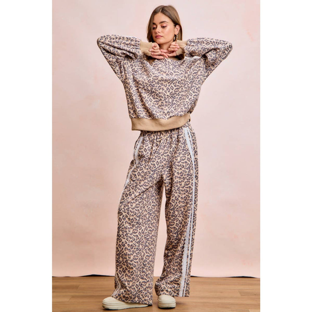 Leopard Lace Stripe Sweatshirt