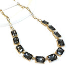 Rectangle Crystal Glass Linked Statement Chain Necklace