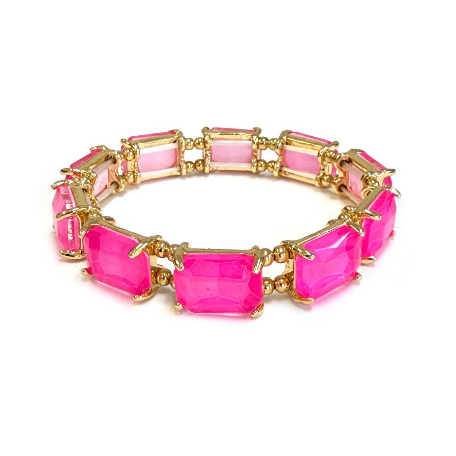 Emerald Cut Crystal AB Stretch Bracelets