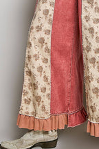 French Terry Ruffle Hem Straight-Leg Pants