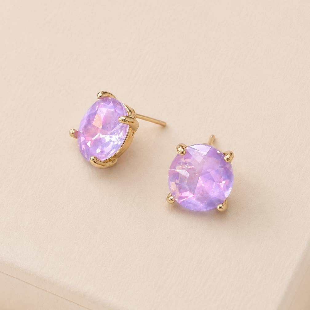 Sterling Silver S925 Post 12mm Round Glass Stud Earrings
