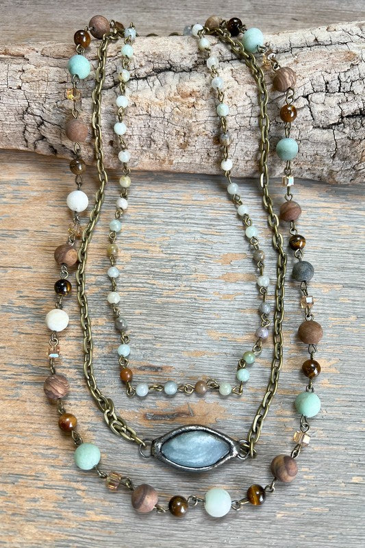 Boho Magnetic Layering Stone Necklace