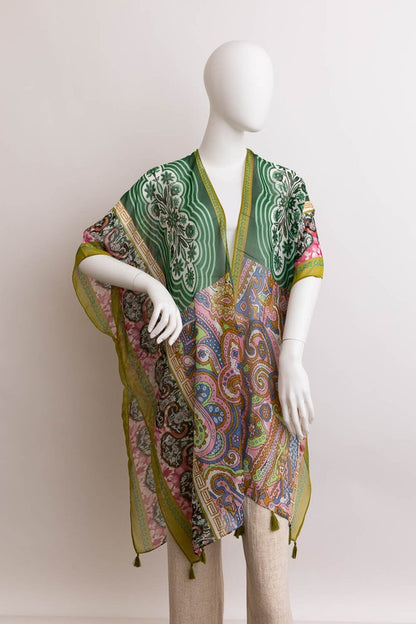 Paisley Print Open Front Kimono