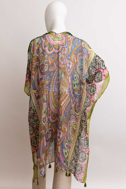 Paisley Print Open Front Kimono