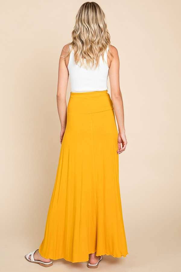 High Low Surplice Bouncy Maxi Skirt