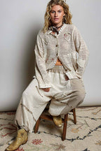 Floral Heart + Star Appliqué Lace Trim Cardigan