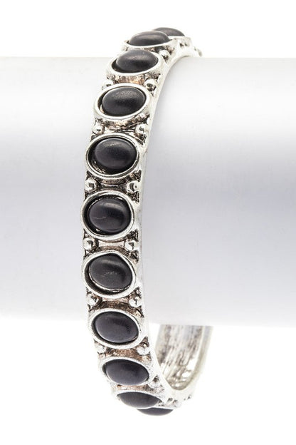 Oval Stone Pave Open Cuff