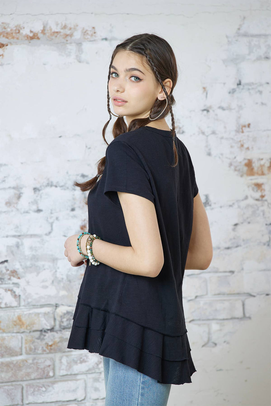 Eloise Ruffle Hem Short Sleeve Tee