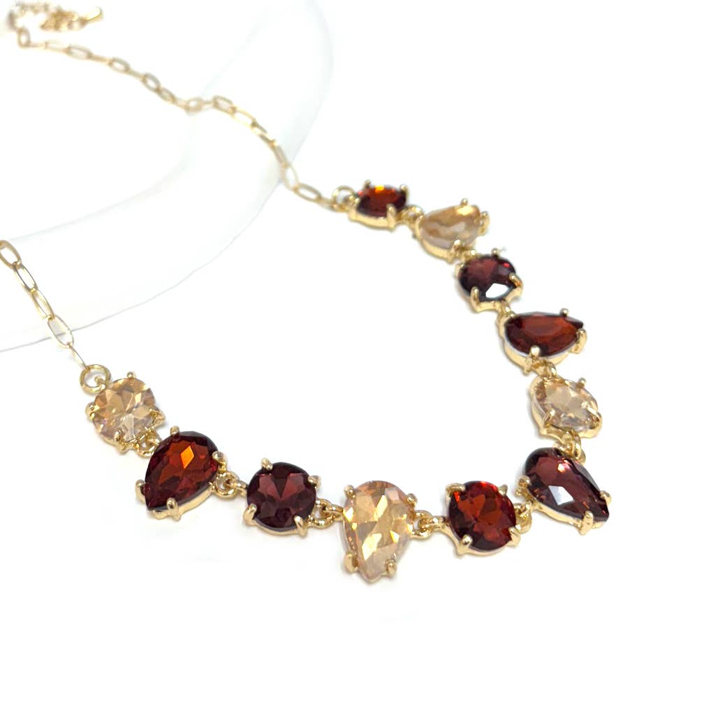 Round & Teardrop Mix Glass Beads Station Necklace