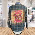 Dolly Bleached Button Down Plaid Flannel Shirt