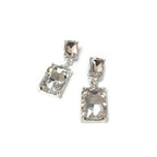 Midi Size Rectangle Linked Crystal Glass Dangle Earrings