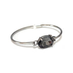 Crystal Oval Stone Cuff Metal Bangle