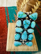 Handcrafted Sterling Silver & Kingman Turquoise Ring Size 9
