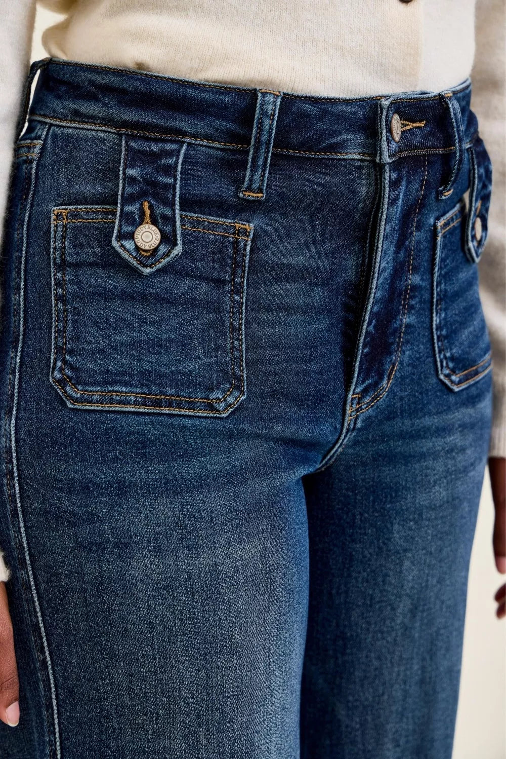 Judy Blue Lux High Waist Wide Leg Jeans in Dark Fade Indigo