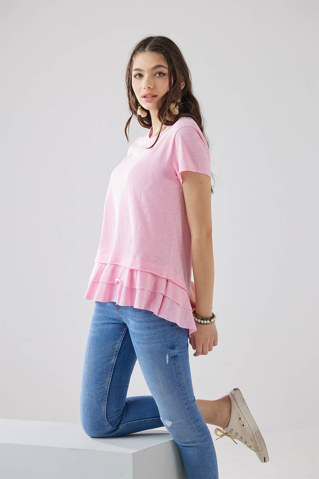 Eloise Ruffle Hem Short Sleeve Tee