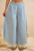 Crochet Trim Tulip Wide Leg Jeans