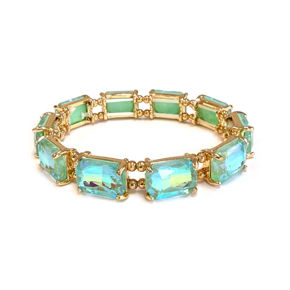 Emerald Cut Crystal AB Stretch Bracelets