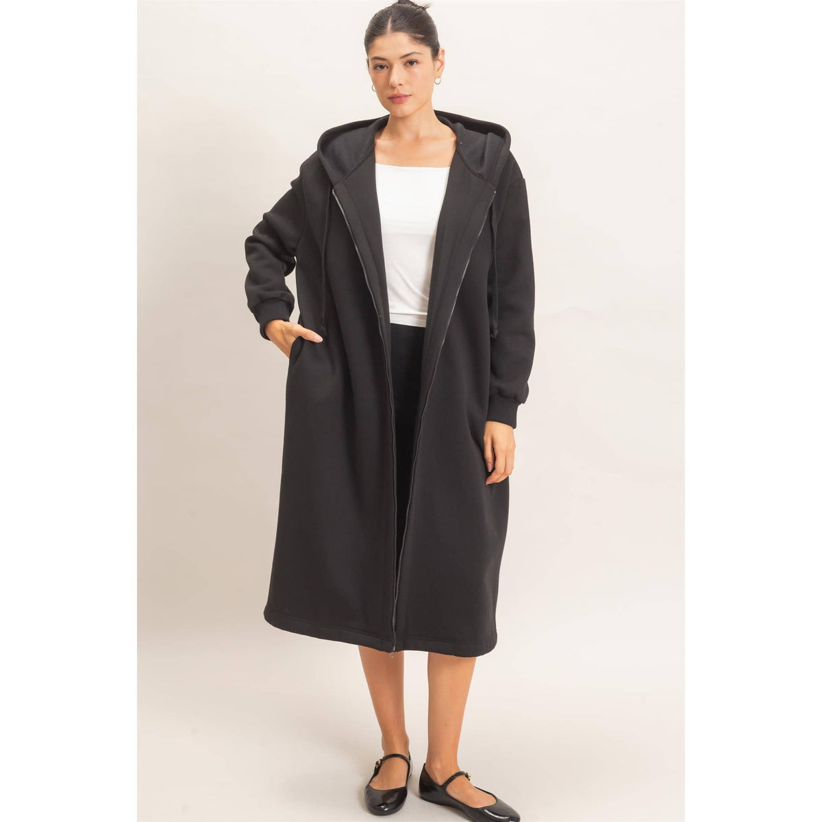 Cozy Overload Oversized Longline Zip-Up Hoodie Jacket