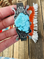 Handcrafted Old Pawn Turquoise & Sterling Silver Cuff Bracelet by Harold Becenti