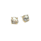 Sterling Silver S925 Post Round Glass Stud Earrings 10mm