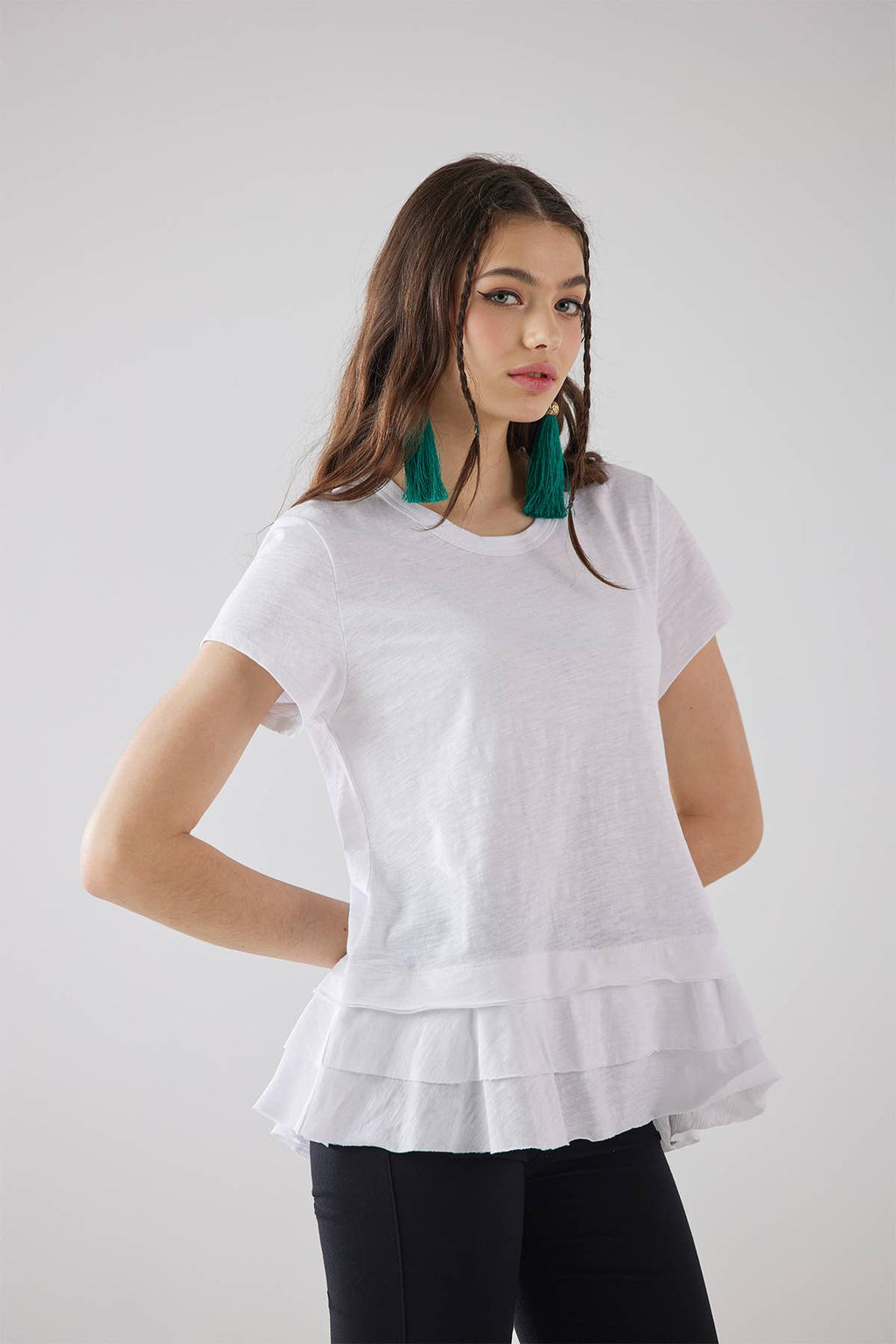 Eloise Ruffle Hem Short Sleeve Tee