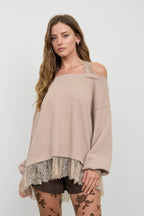 Lace Layers Sweater Knit Top