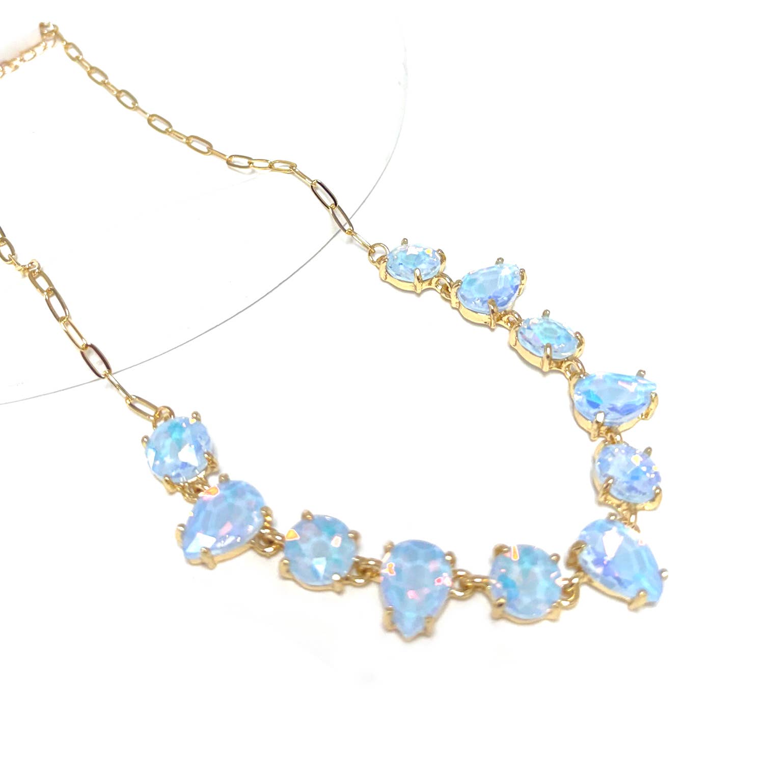 Round & Teardrop Mix Glass Beads Station Necklace