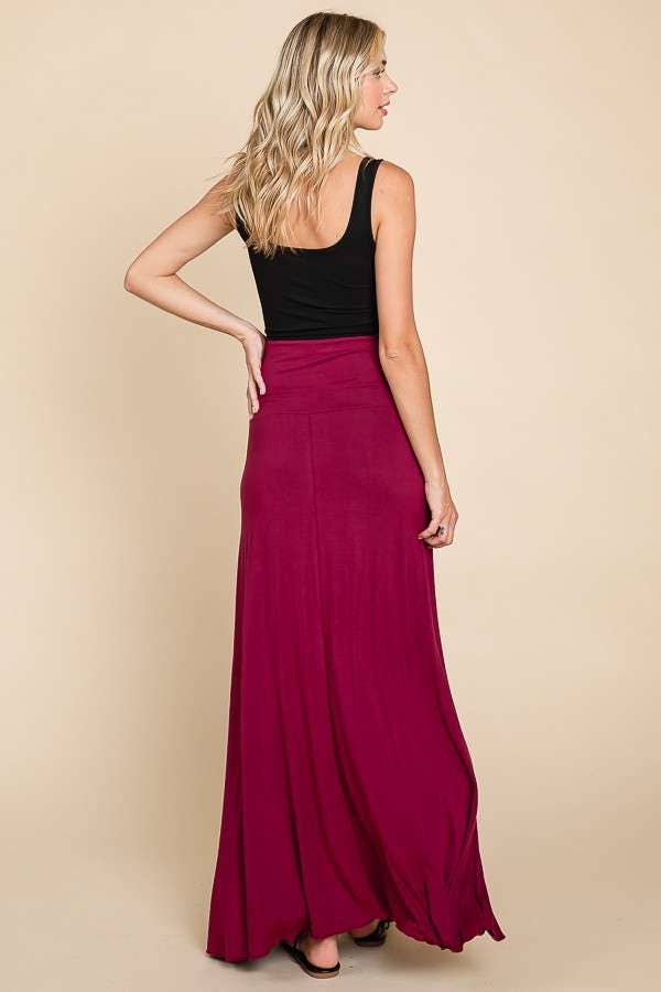 High Low Surplice Bouncy Maxi Skirt