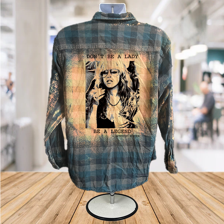 Lady Legend Bleached Button Down Plaid Shirt