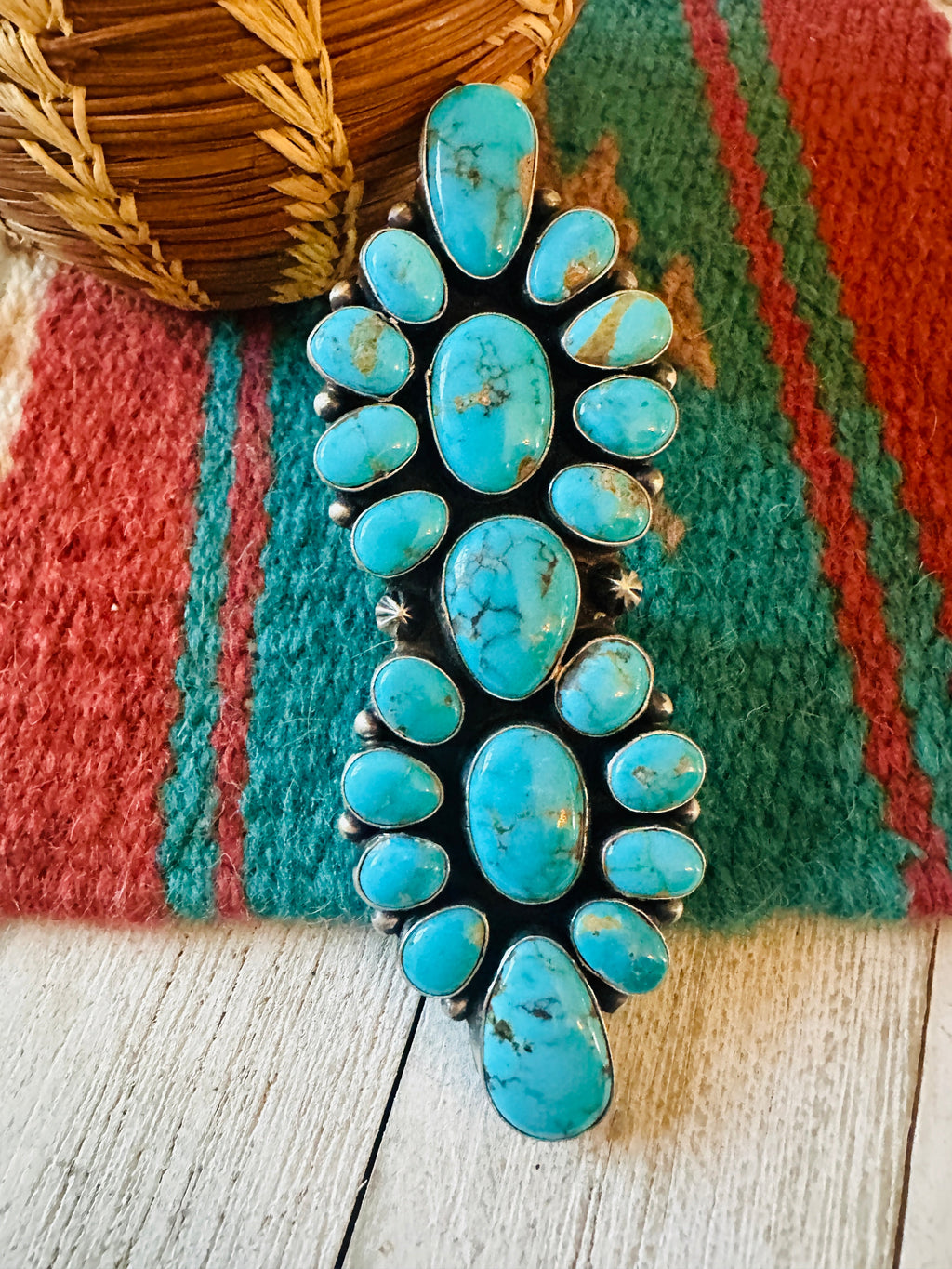 Handcrafted Sterling Silver & Kingman Turquoise Ring Size 6