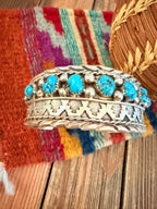 Handcrafted Kingman Turquoise & Sterling Silver Cuff Bracelet