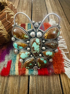 Handcrafted Number 8 Turquoise & Sterling Silver Butterfly Cuff Bracelet by Tyler Brown