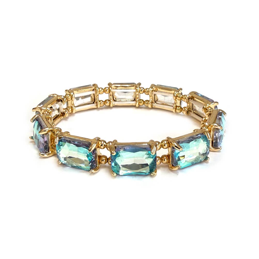 Emerald Cut Crystal AB Stretch Bracelets