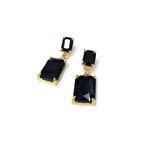 Midi Size Rectangle Linked Crystal Glass Dangle Earrings