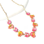 Round & Teardrop Mix Glass Beads Station Necklace