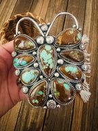 Handcrafted Number 8 Turquoise & Sterling Silver Butterfly Cuff Bracelet by Tyler Brown