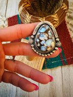 Handcrafted Sterling Silver & Golden Hills Turquoise Ring Size 11.5