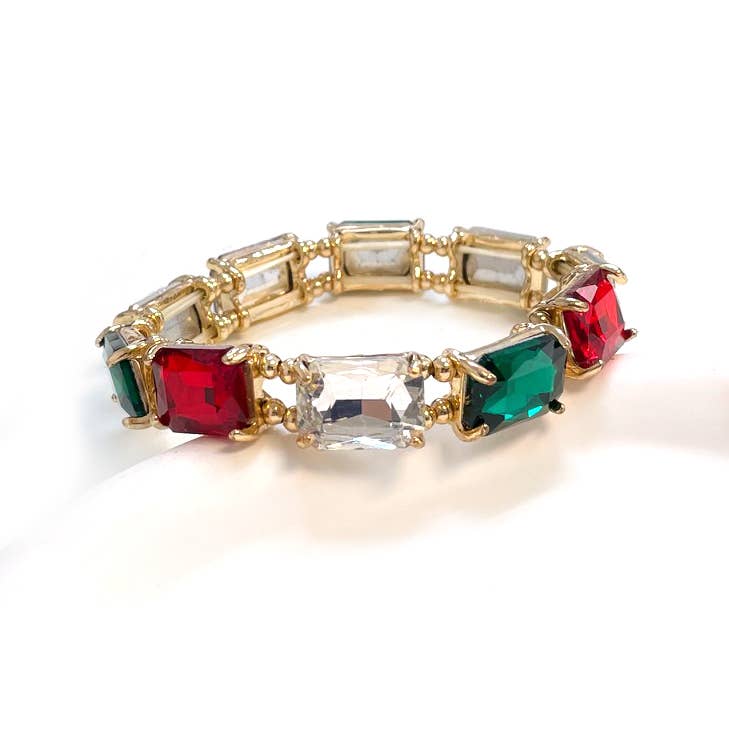 Emerald Cut Crystal AB Stretch Bracelets