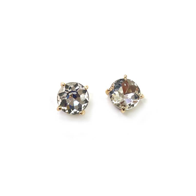 Sterling Silver S925 Post 12mm Round Glass Stud Earrings