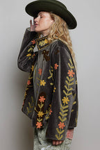 Suzette Vine Embroidery Floral Velvet Jacket