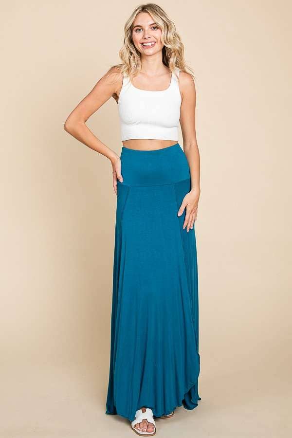 High Low Surplice Bouncy Maxi Skirt