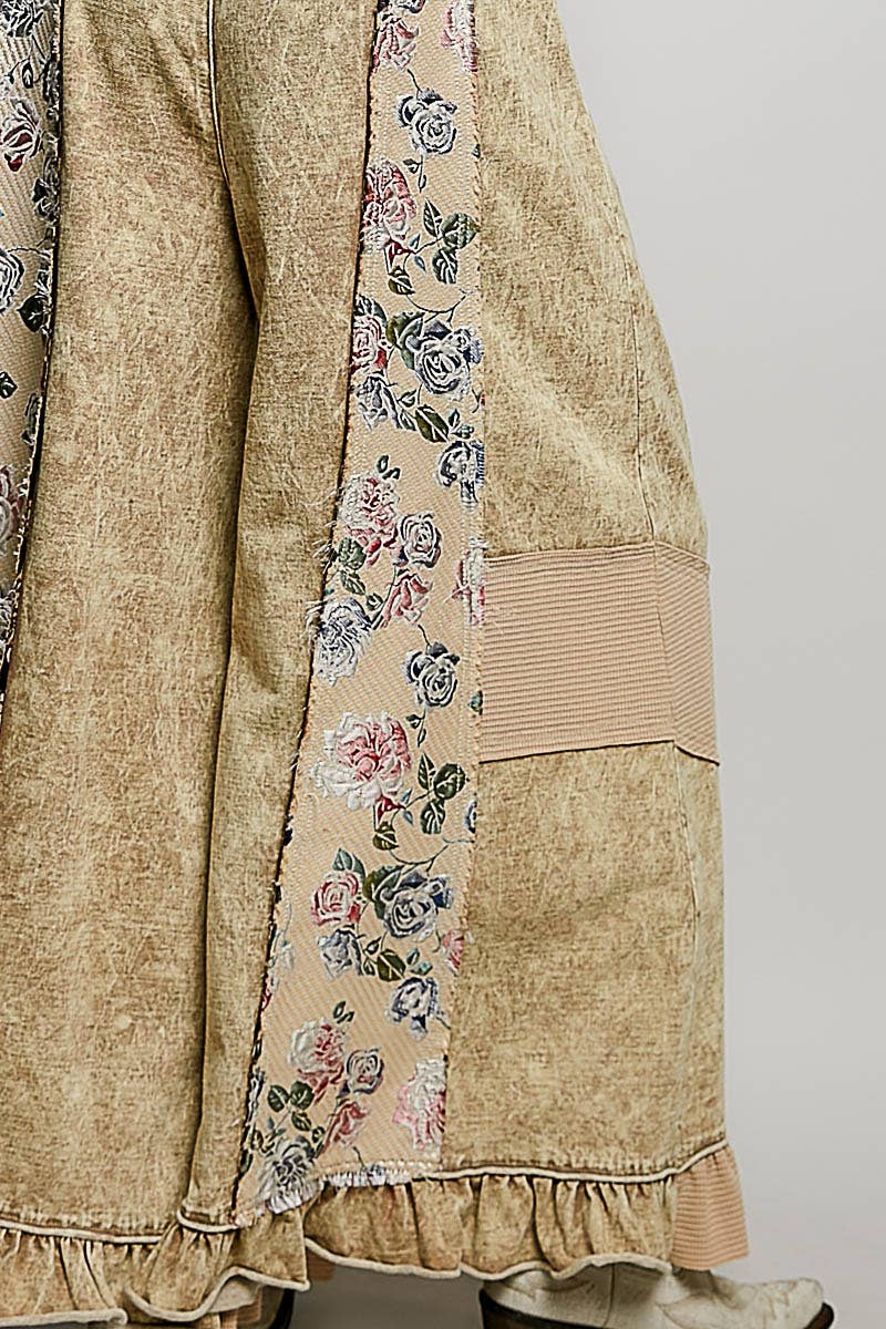 French Terry Ruffle Hem Straight-Leg Pants