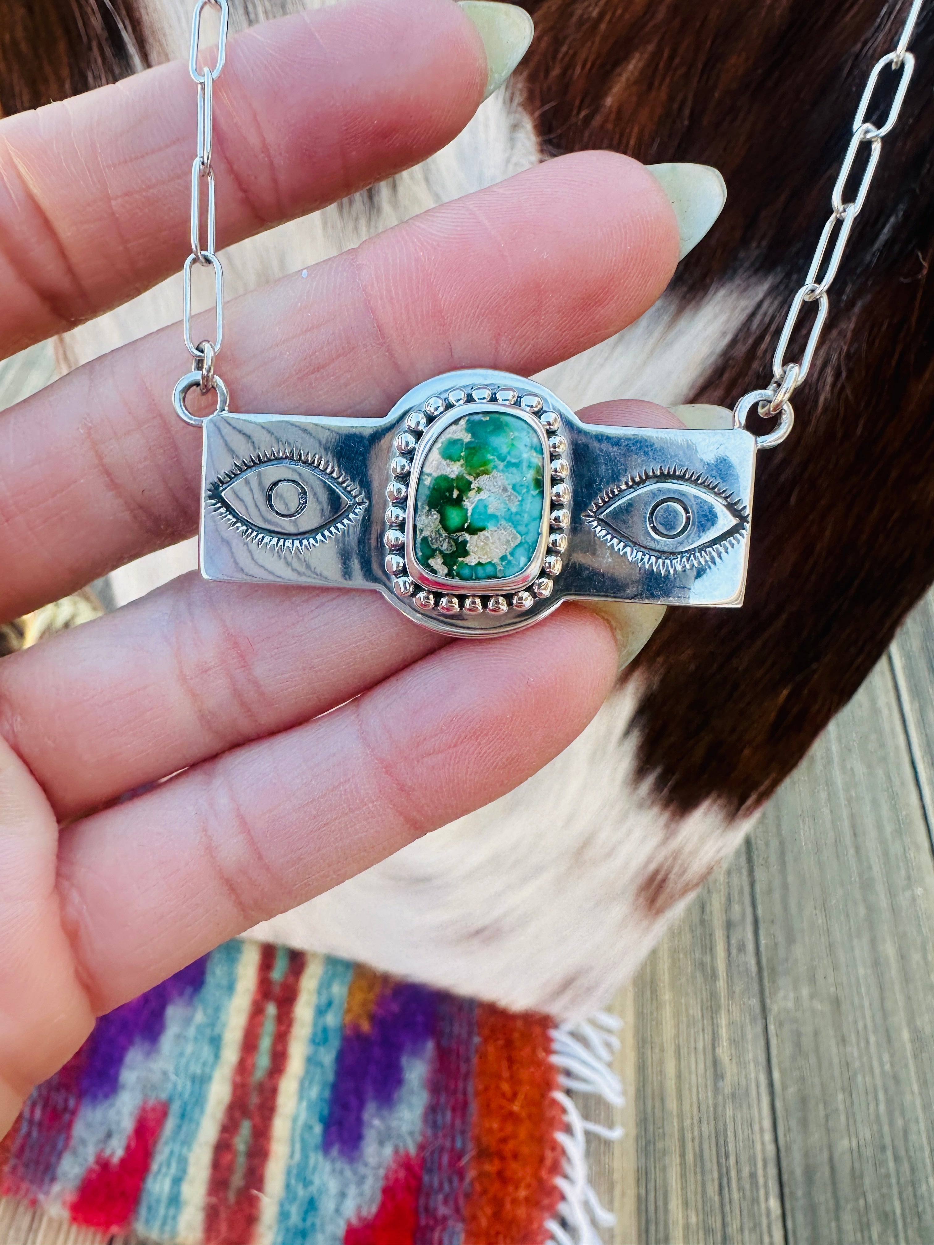 Handcrafted Sonoran Gold Turquoise & Sterling Silver Necklace