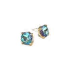 Sterling Silver S925 Post Round Glass Stud Earrings 10mm