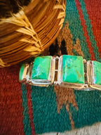 Handcrafted Green Kingman Turquoise & Sterling Silver Cuff Bracelet
